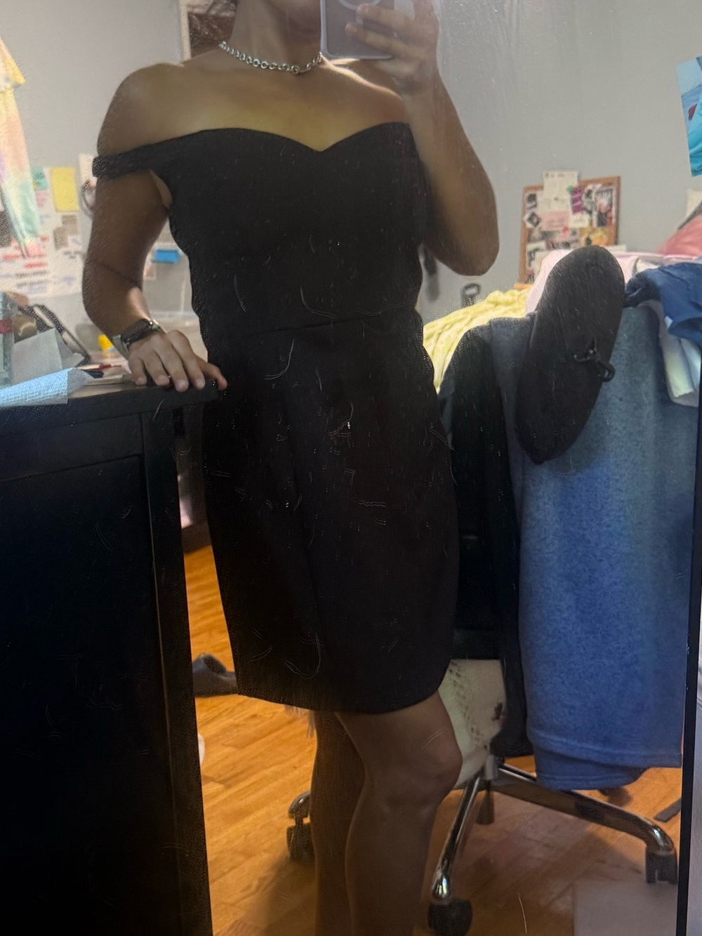 French Connection Off-Shoulder Black Cocktail Dress